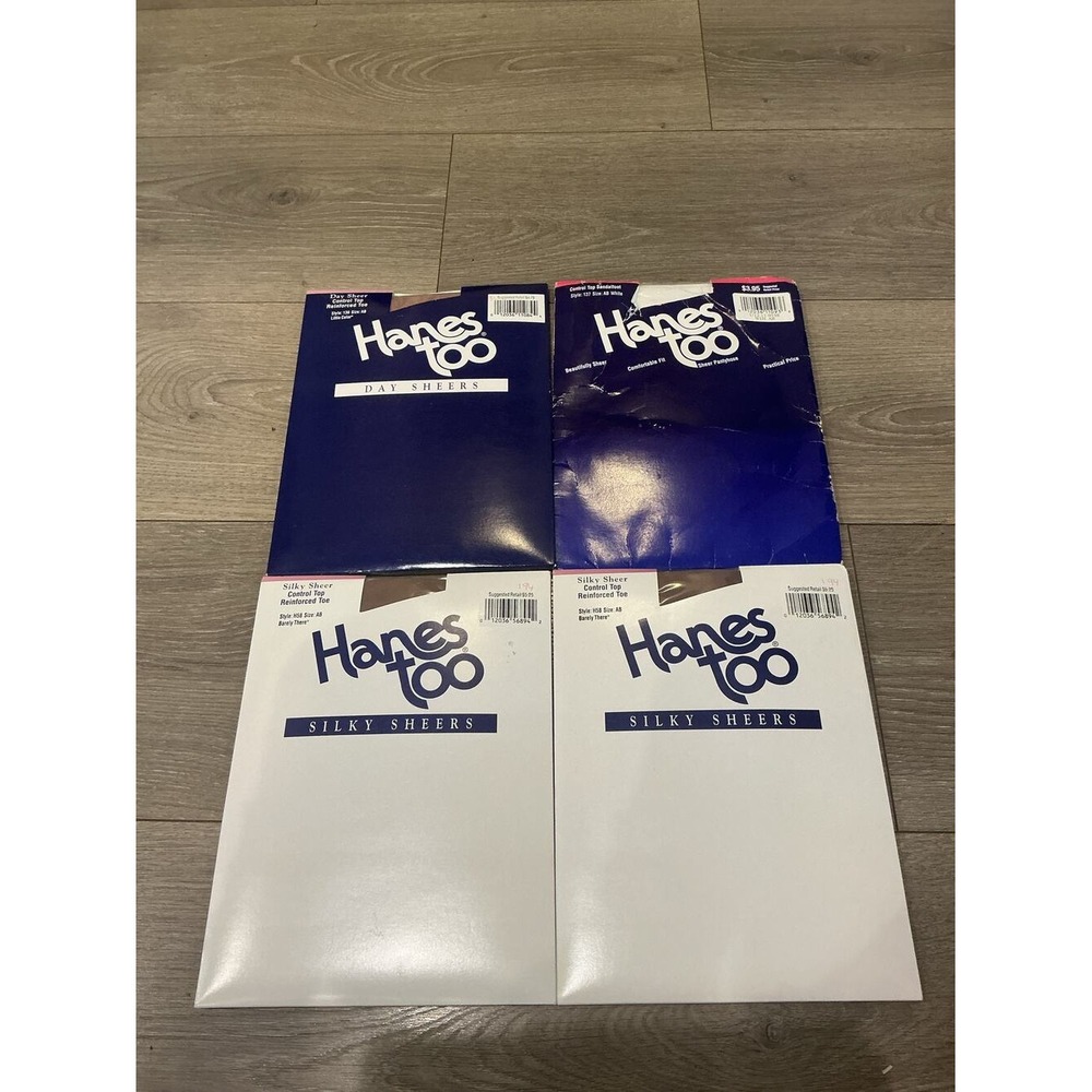 NEW Vintage Hanes Women Nylon Spandex Pantyhose Size AB 4 Pack Control Top Sheer